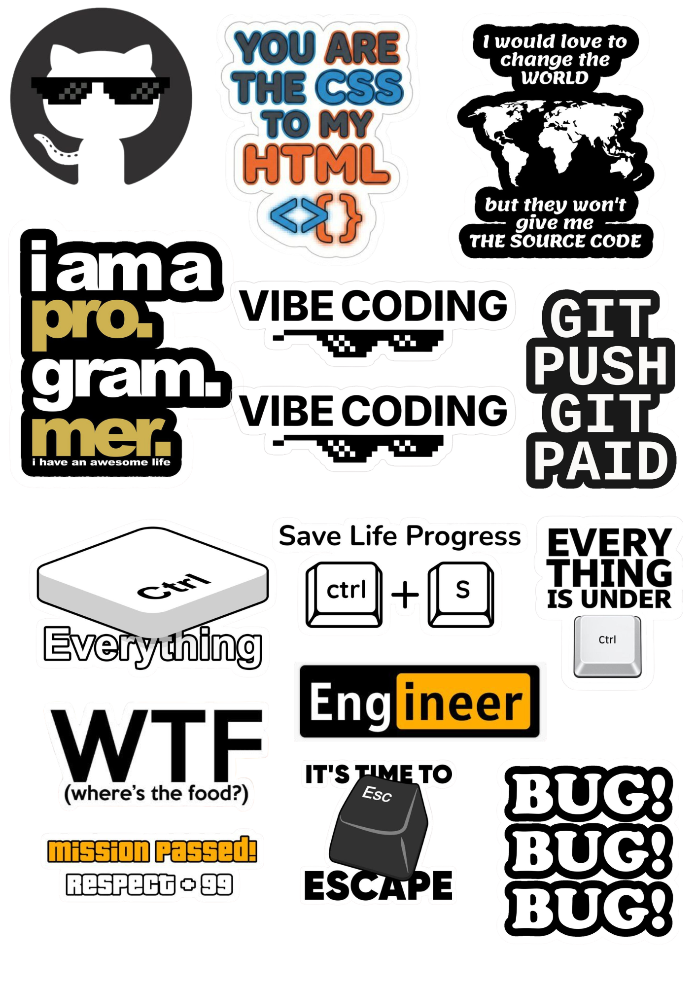 Coding Laptop Sticker Bundle – Developer Vinyl Stickers (Pack of 5, 10, 20)